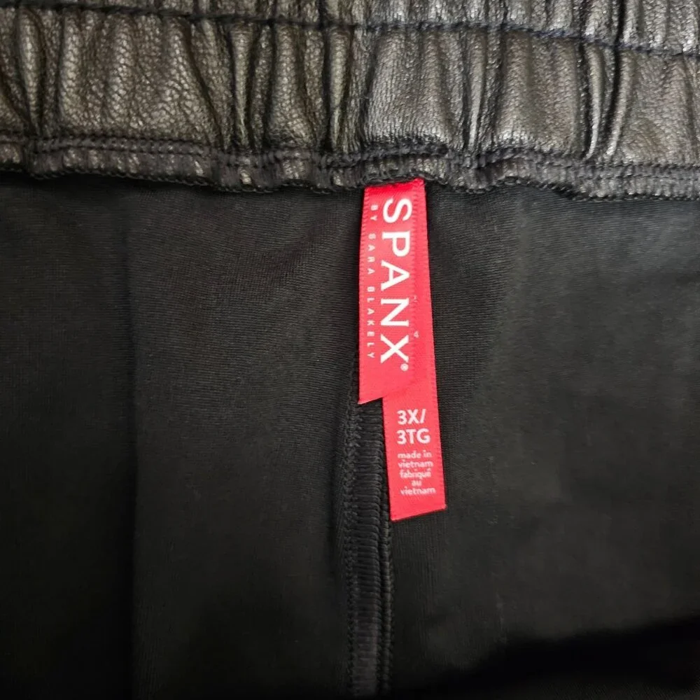 Nordstrom Faux Leather Jogger Pants 3X Noir Black Plus Size Women's Elastic Wais - Picture 8 of 11